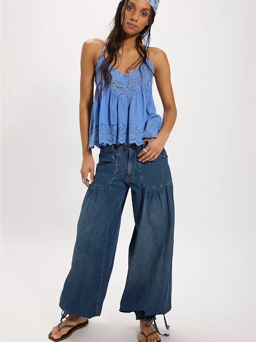 Free People We The Free Lotus Balloon Jeans Size 31 Color: Juno NWT